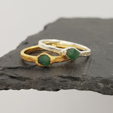 Load image into Gallery viewer, rough emerald silver and gold ring
