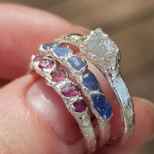 Load image into Gallery viewer, raw gemstone rings, tourmaline, sapphire, diamond
