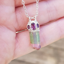 Load image into Gallery viewer, Unique Raw Watermelon Tourmaline Necklace
