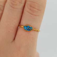 Load image into Gallery viewer, electroformed marquise mohave turquoise gold ring
