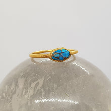 Load image into Gallery viewer, electroformed marquise mohave turquoise gold ring
