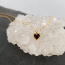 Load image into Gallery viewer, electroformed garnet heart gold pendant necklace
