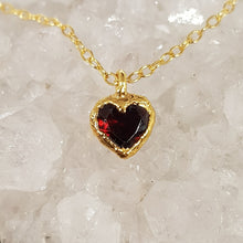 Load image into Gallery viewer, electroformed garnet heart gold pendant necklace
