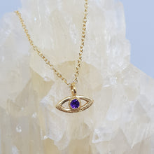 Load image into Gallery viewer, amethyst gold eye pendant necklace

