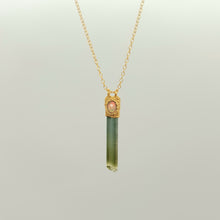Load image into Gallery viewer, Unique Bi Colour Green Tourmaline and Opal Gold Plated Silver Necklace

