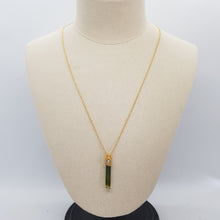 Load image into Gallery viewer, Unique Bi Colour Green Tourmaline and Opal Gold Plated Silver Necklace
