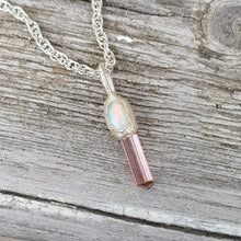 Load image into Gallery viewer, Unique Pink Tourmaline and Opal Silver Necklace
