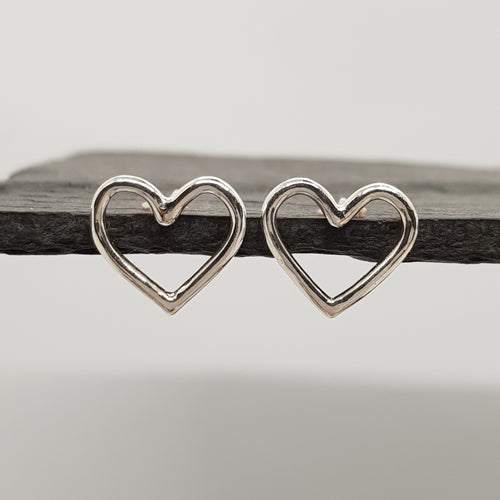 heart stud earrings sterling silver