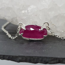 Load image into Gallery viewer, freeform rose cut natural ruby silver necklace
