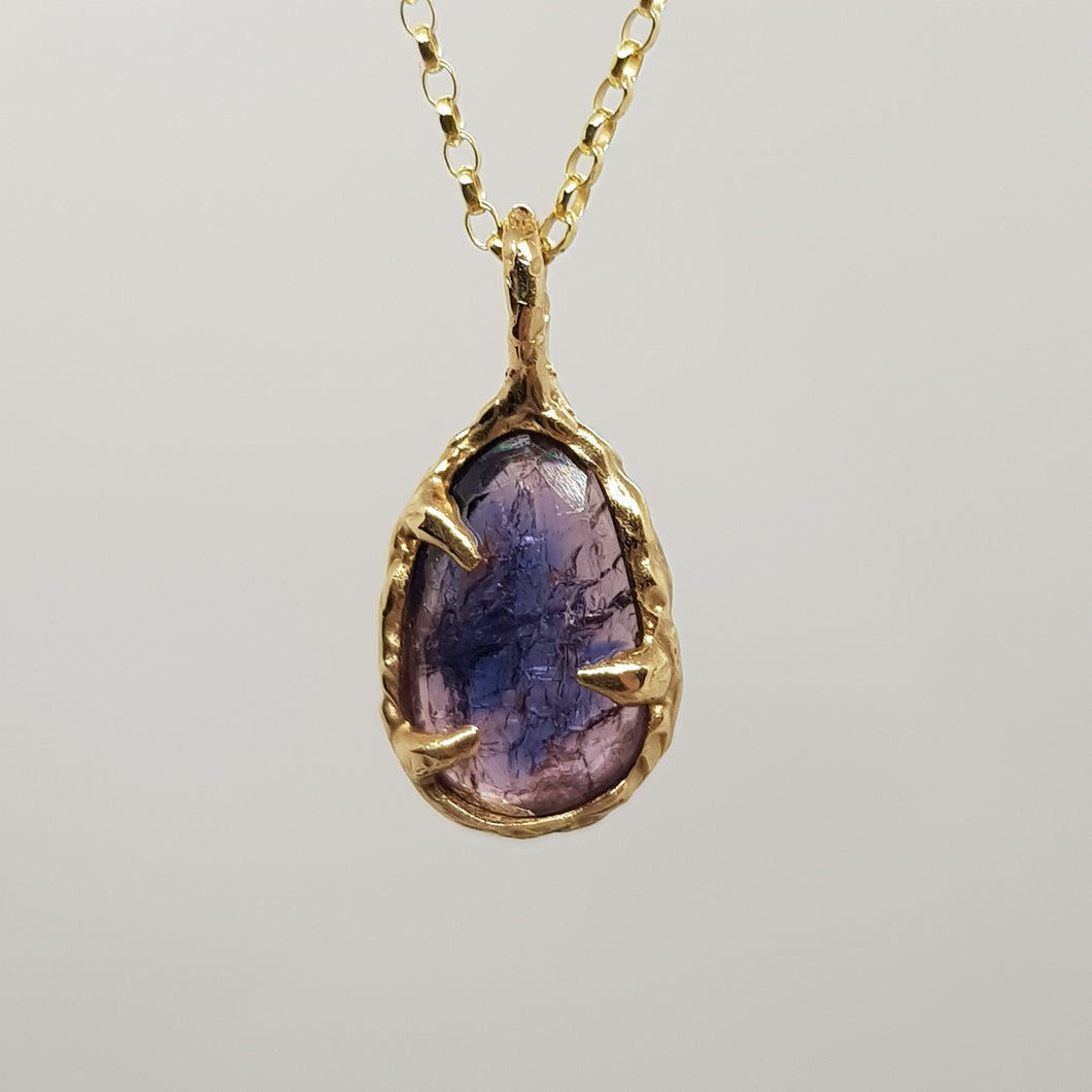 rose cut winza sapphire 9ct gold necklace