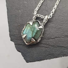 Load image into Gallery viewer, Hexagon Labradorite Oxidised Necklace
