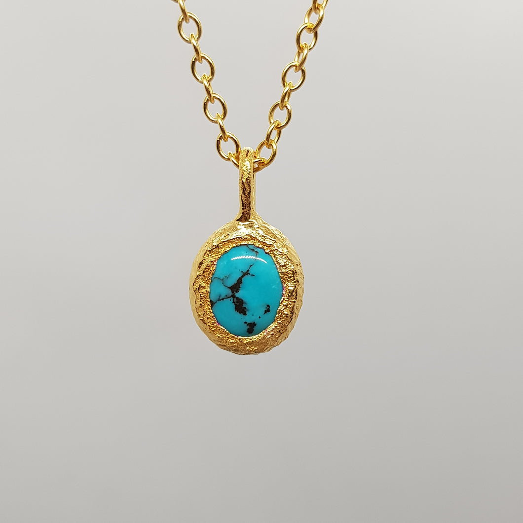 Turquoise Boulder Gold Necklace