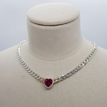 Load image into Gallery viewer, Ruby Heart Chunky Curb Chain Necklace (sample)

