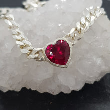 Load image into Gallery viewer, Ruby Heart Chunky Curb Chain Necklace (sample)
