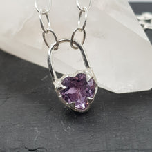 Load image into Gallery viewer, Molten Amethyst Heart Lock Necklace
