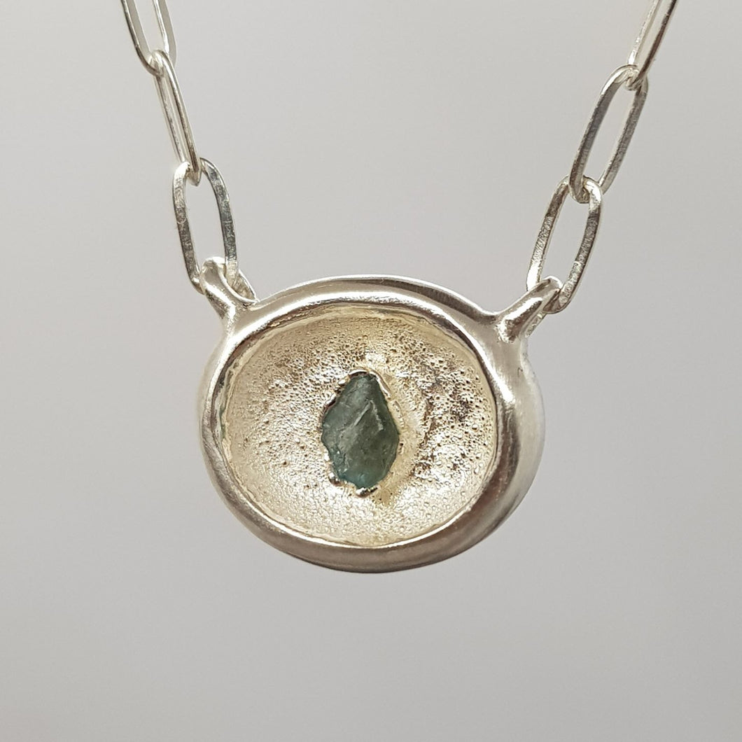 raw apatite silver necklace from the crevice collection