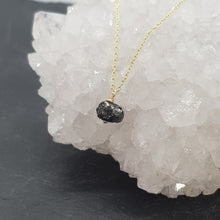 Load image into Gallery viewer, raw black diamond on 9ct yellow gold chain

