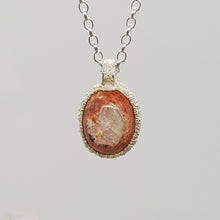 Load image into Gallery viewer, Mexican boulder opal raw textured silver pebble pendant necklace
