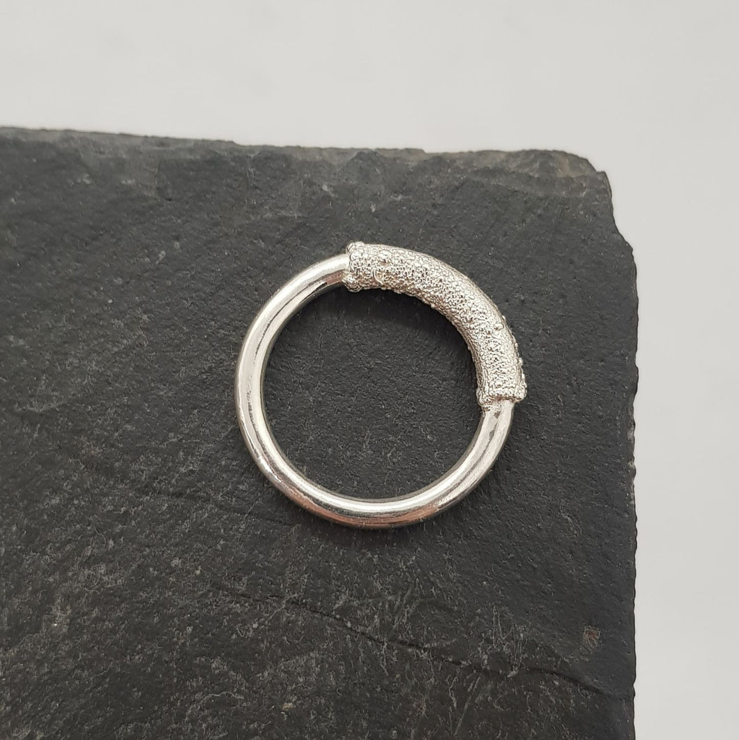 organic textured shape silver ring