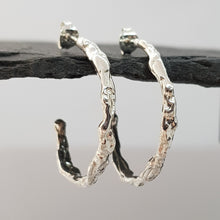 Load image into Gallery viewer, molten textured sterling silver hoop earrings
