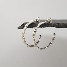 Load image into Gallery viewer, sterling silver molten stud hoop earrings
