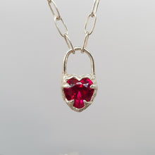 Load image into Gallery viewer, Ruby Molten Heart Lock Necklace
