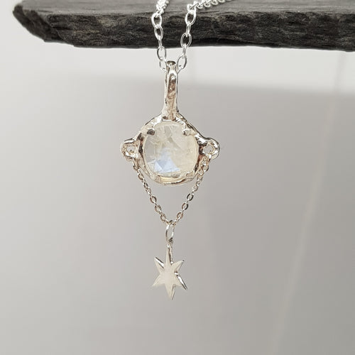 moonstone and star silver necklace