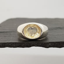 Load image into Gallery viewer, moonstone heart sunken silver signet ring

