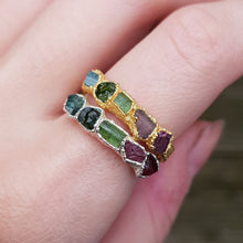 Load image into Gallery viewer, Multi coloured Raw Tourmaline Ring
