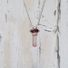 Load image into Gallery viewer, raw pink tourmaline pencil necklace
