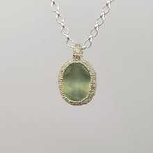Load image into Gallery viewer, green prehnite silver pebble necklace
