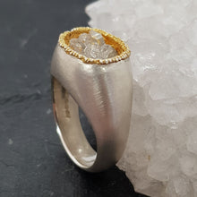 Load image into Gallery viewer, raw quartz cluster sunken signet ring
