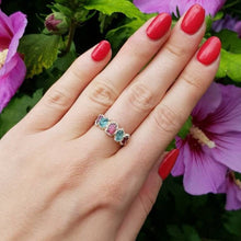 Load image into Gallery viewer, raw gemstone ring pink tourmaline and apatite
