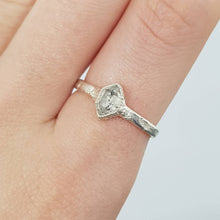 Load image into Gallery viewer, raw herkimer diamond silver  textured ring on finger
