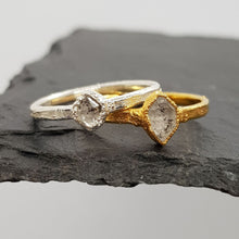 Load image into Gallery viewer, raw herkimer diamond silver and gold ring
