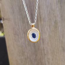 Load image into Gallery viewer, rose cut blue sapphire gold and silver necklace
