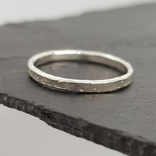 Load image into Gallery viewer, rustic raw silver ring perfect for alternative engagement or wedding ring displayed on slate

