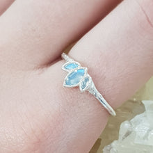 Load image into Gallery viewer, triple marquise moonstone silver ring on finger
