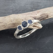 Load image into Gallery viewer, triple rough sapphire sterling silver ring
